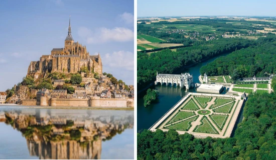 Tour privé de Mont St Michel & châteaux de la Loire en 2 jours au départ de Paris en minivan