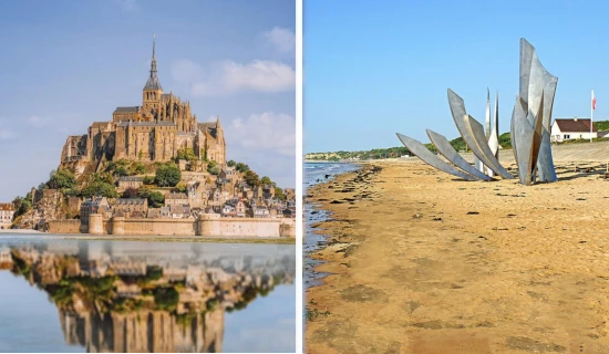 Tour privado de 2 días por Normandía y el Mont Saint Michel desde París en un cómodo minibús